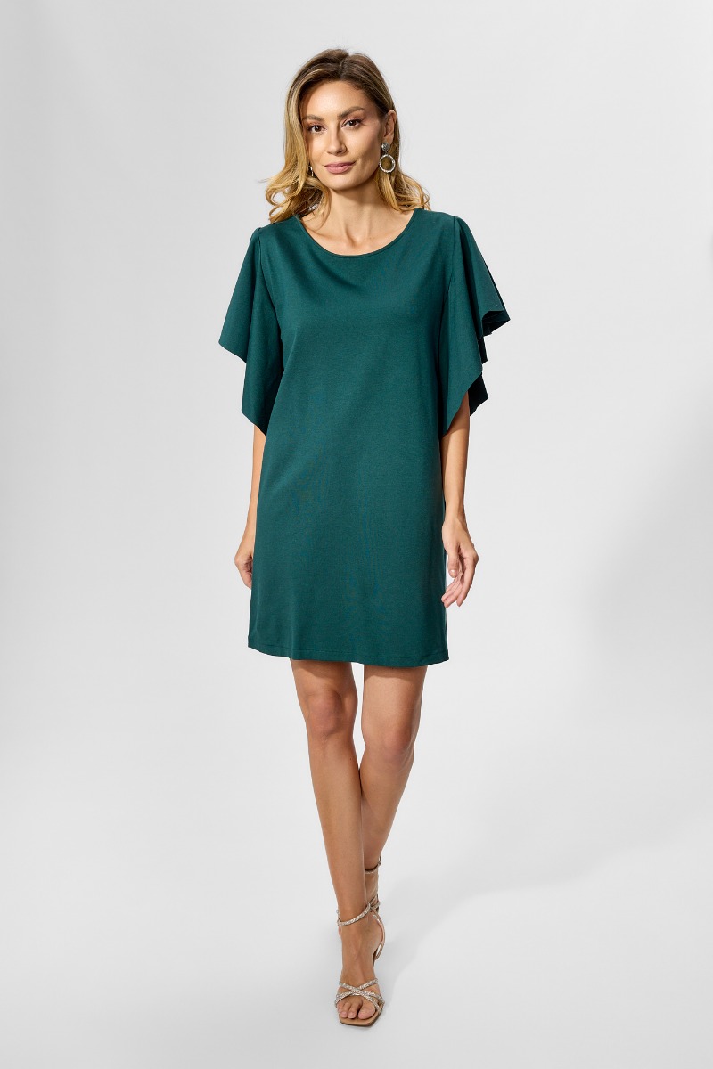 Rochie casual-eleganta cu maneci asimetrice si croi lejer Marillu Verde