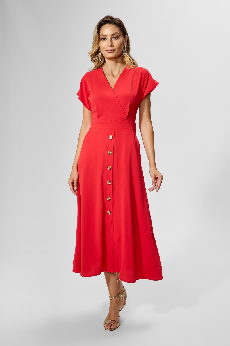 Rochie casual-eleganta din voal cu decolteu in V petrecut Roxy Rosie