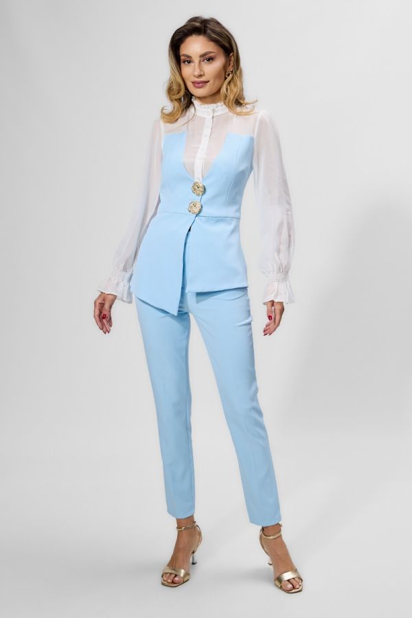 Set elegant format din pantaloni si bluza Amadeo Bleu