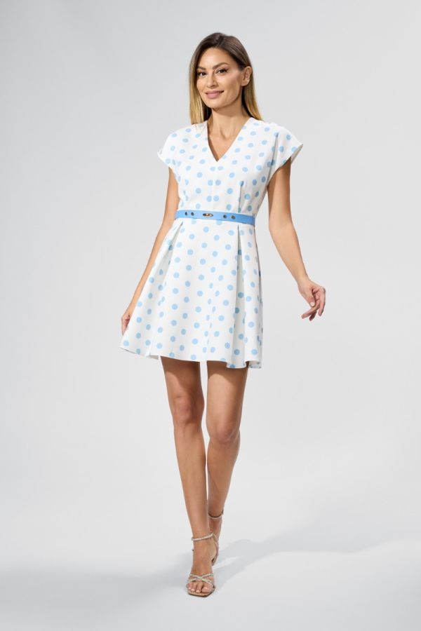 Rochie eleganta in clos cu imprimeu buline Ellea Bleu