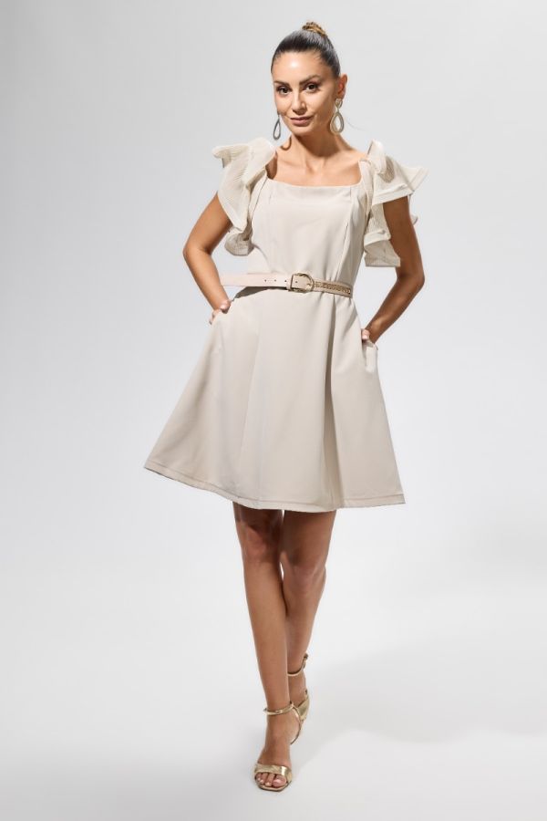 Rochie eleganta cu volane la maneci Iustina Bej