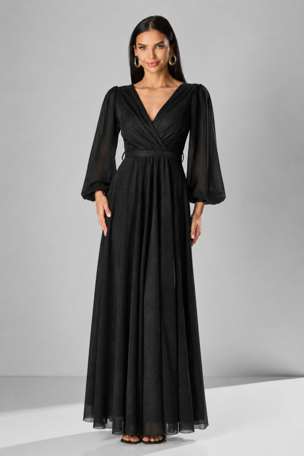 Rochie de ocazie din voal cu glitter Ophelia Neagra