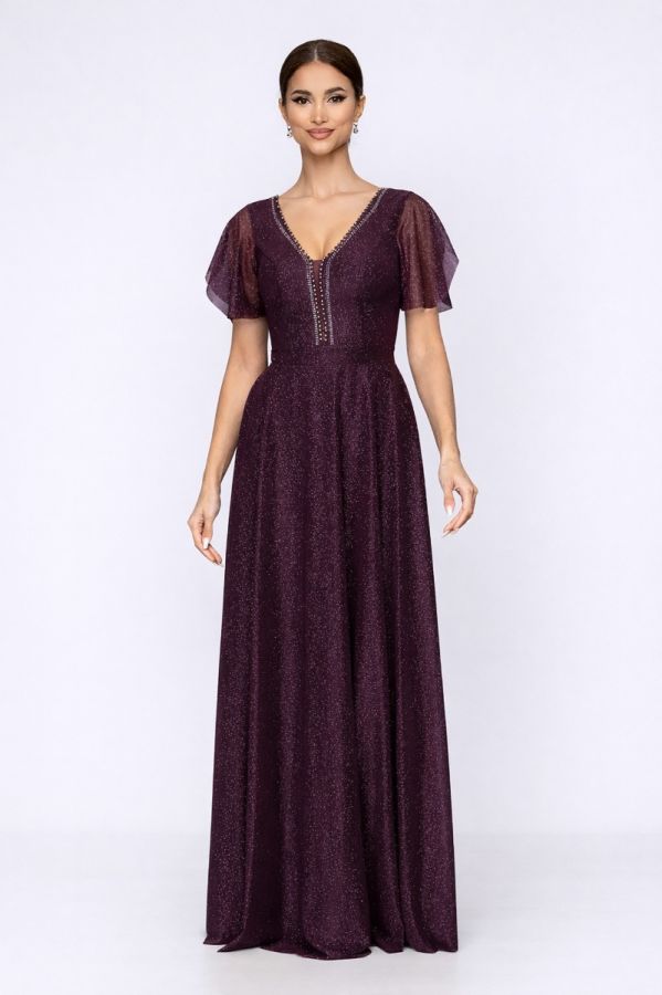 Rochie de ocazie din voal cu glitter Atlanta Violet