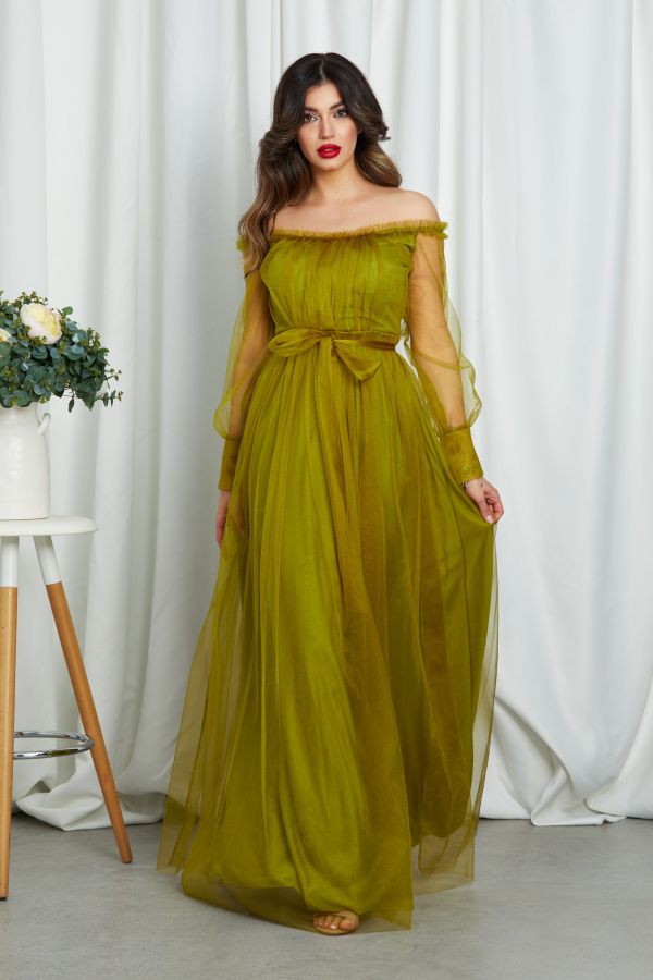 Rochie de ocazie din tull cu decolteu pe umeri Temptation Fistic