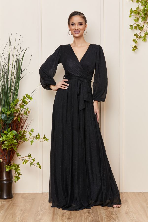 Rochie de ocazie din voal cu glitter Ophelia Neagra