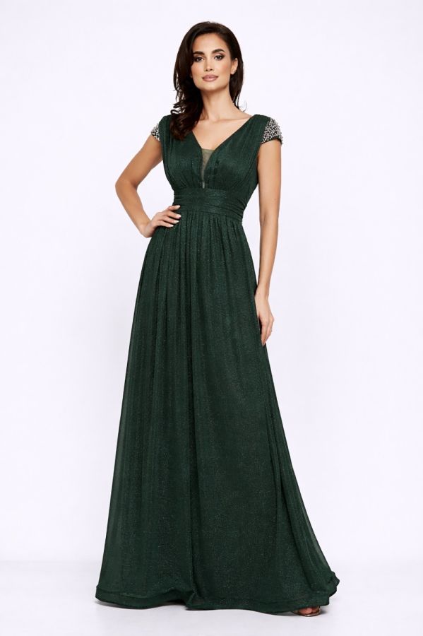 Rochie de ocazie din voal cu glitter Florence Verde