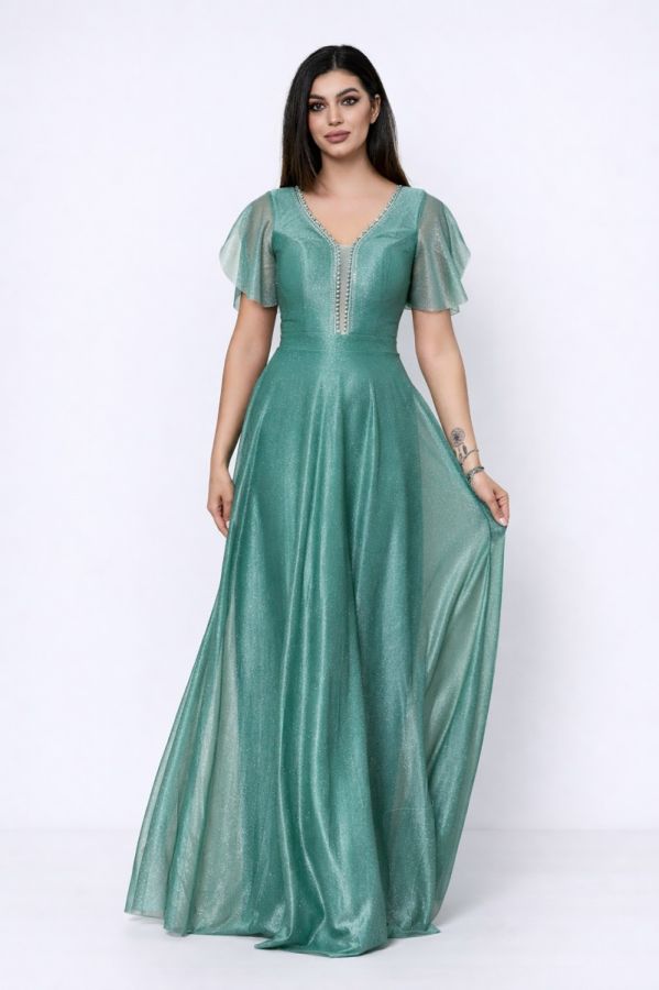 Rochie de ocazie din voal cu glitter Atlanta Vernil