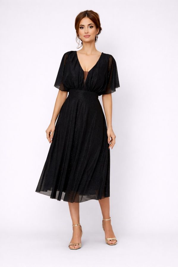 Rochie de ocazie din voal cu glitter Darling Neagra