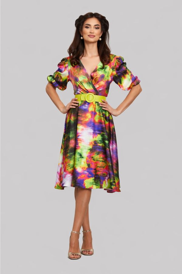 Rochie Glenda Verde Mov Multi