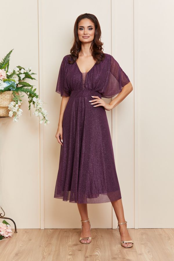 Rochie de ocazie din voal cu glitter Darling Violet