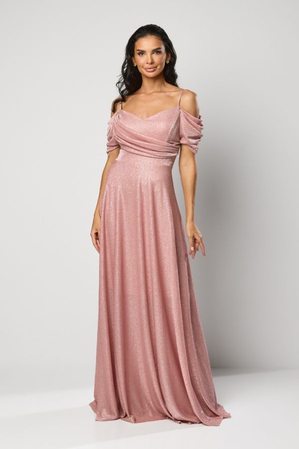 Rochie de ocazie din licra accesorizata cu glitter Gironna Rose