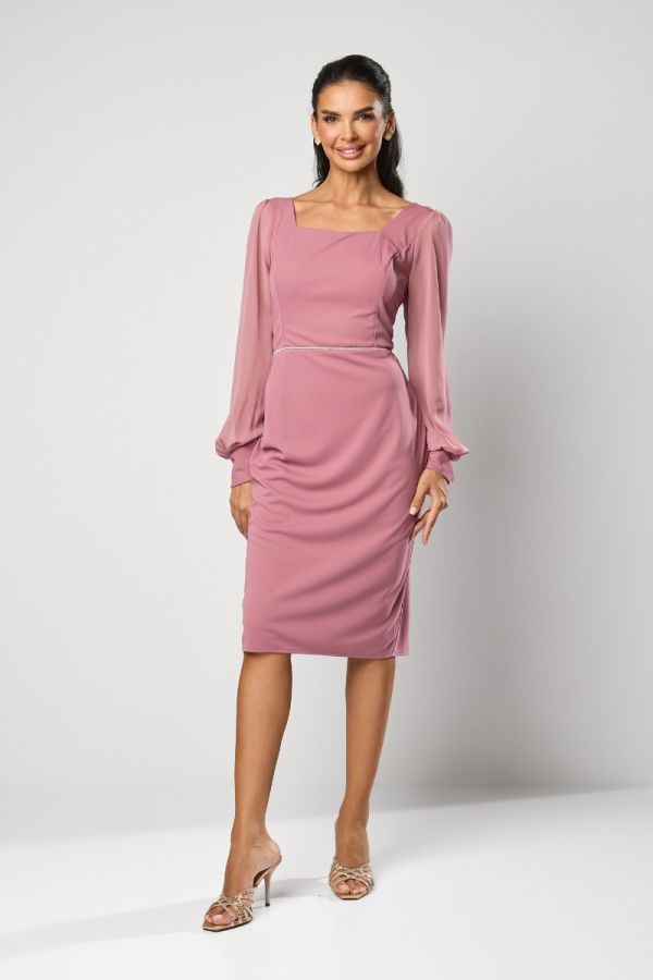 Rochie eleganta din licra cu maneci din voal Alanis Rose