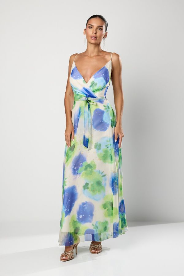 Rochie eleganta din voal cu bretele Loretta Multi