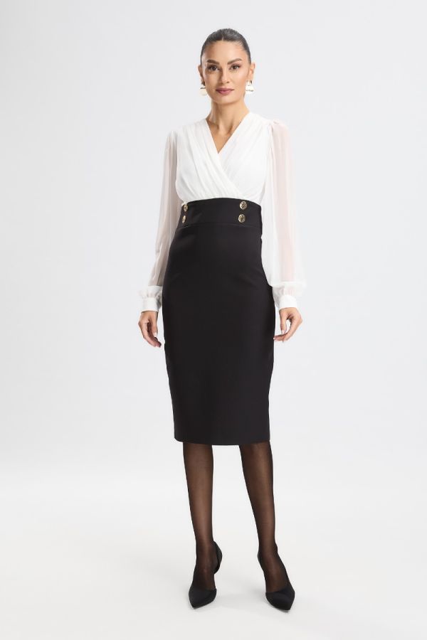 Rochie eleganta cu top din voal Cessima Bicolora