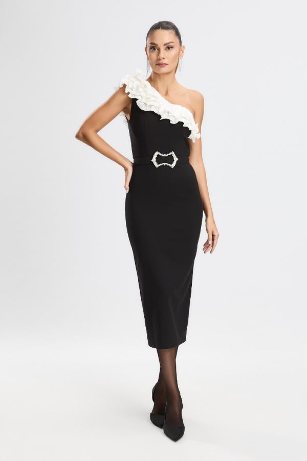 Rochie de ocazie tip one shoulder Katt Neagra