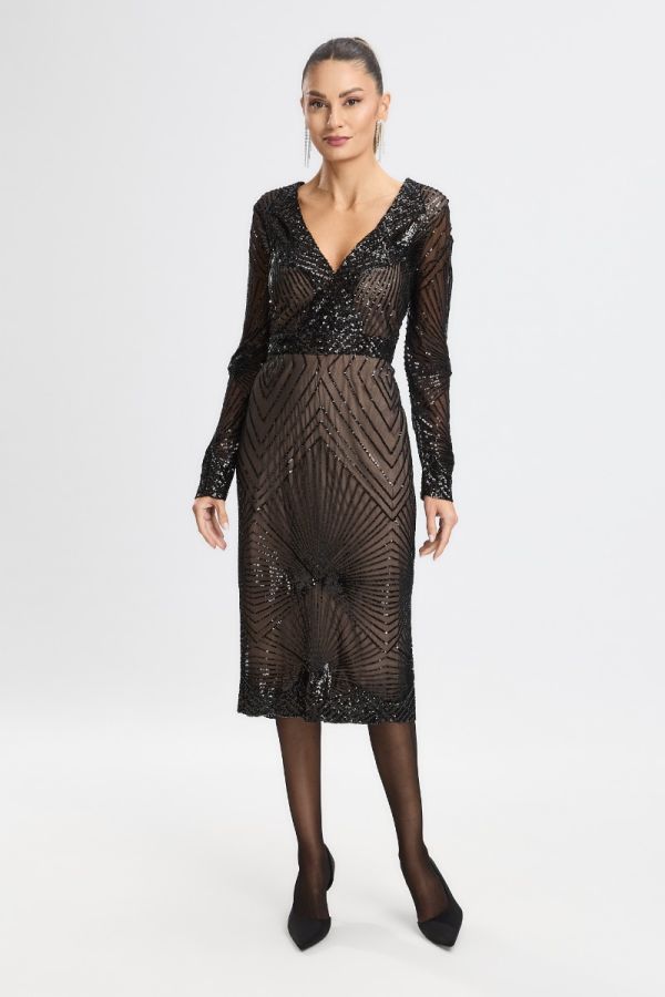 Rochie de ocazie din tull cu paiete Sheida Neagra