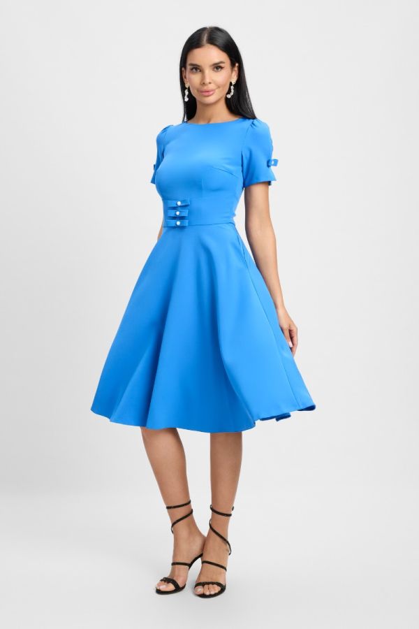 Rochie Moze eleganta cu croi in clos Adriana Albastra