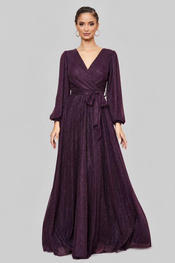 Rochie de ocazie din voal cu glitter Ophelia Violet
