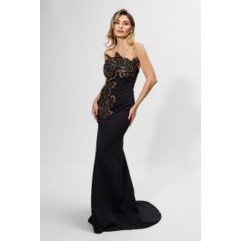 Rochie de ocazie premium tip sirena cu paiete si umerii goi Sunset