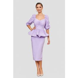 Rochie Karla Lila 339 lei | Rochie midi lila eleganta din crepe cu