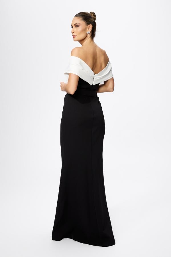 

                

                Rochie de ocazie premium tip sirena cu pliuri pe bust Giovitta Bicolora            