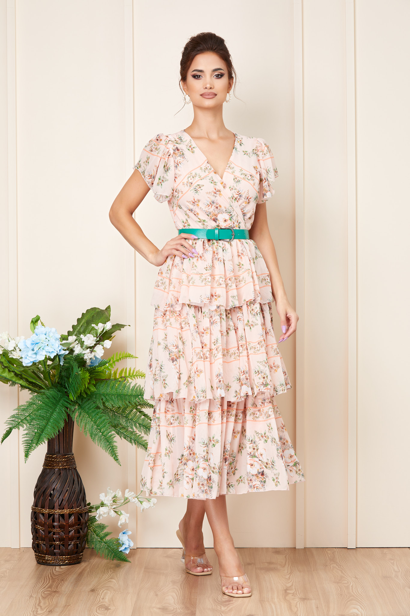 Rochie ariella peach floral