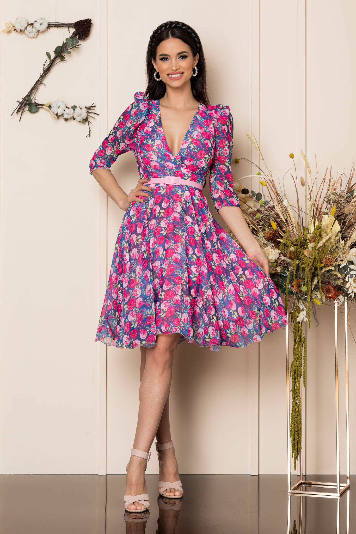 Rochie Magda Ciclam Floral