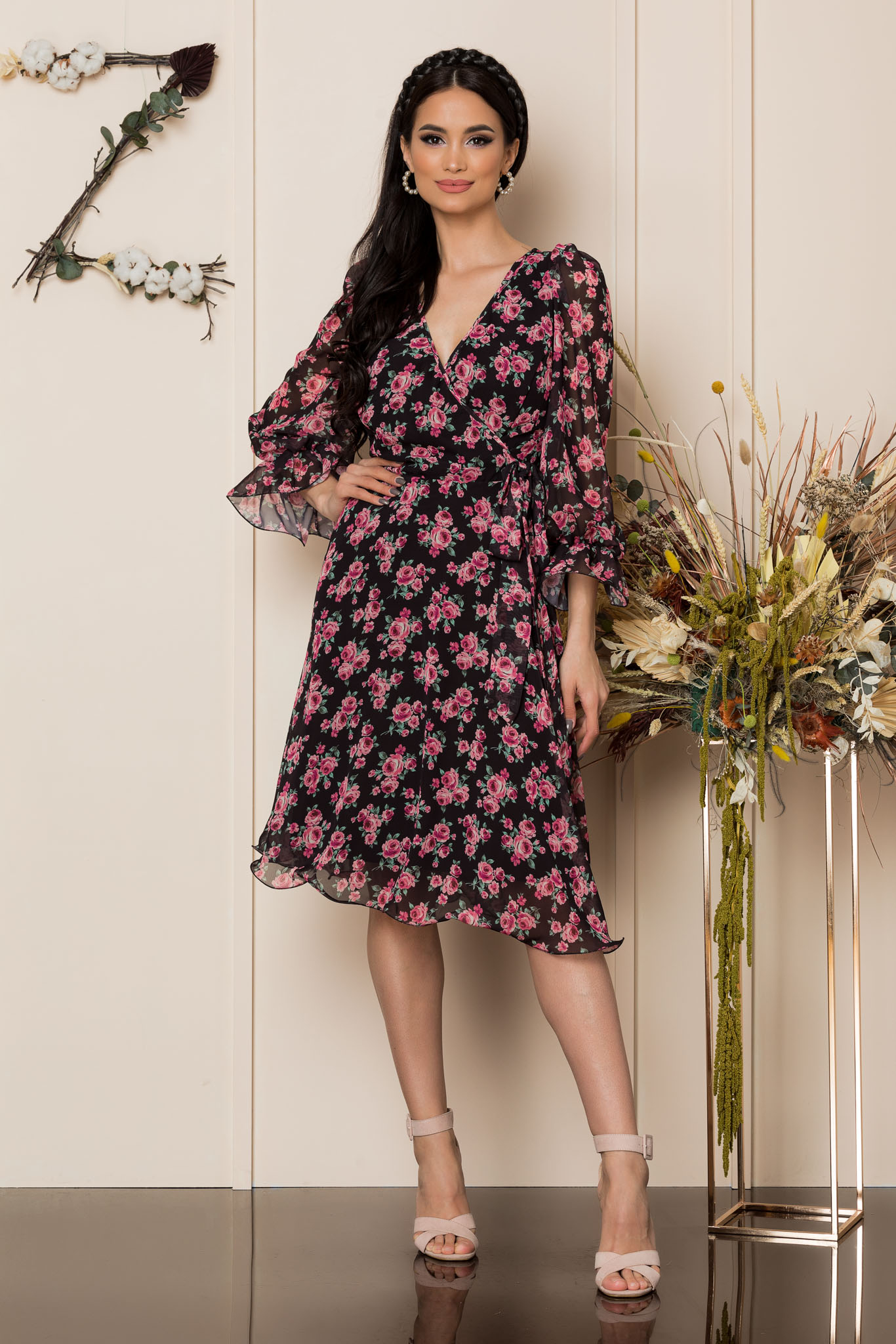 Rochie simine roz multi