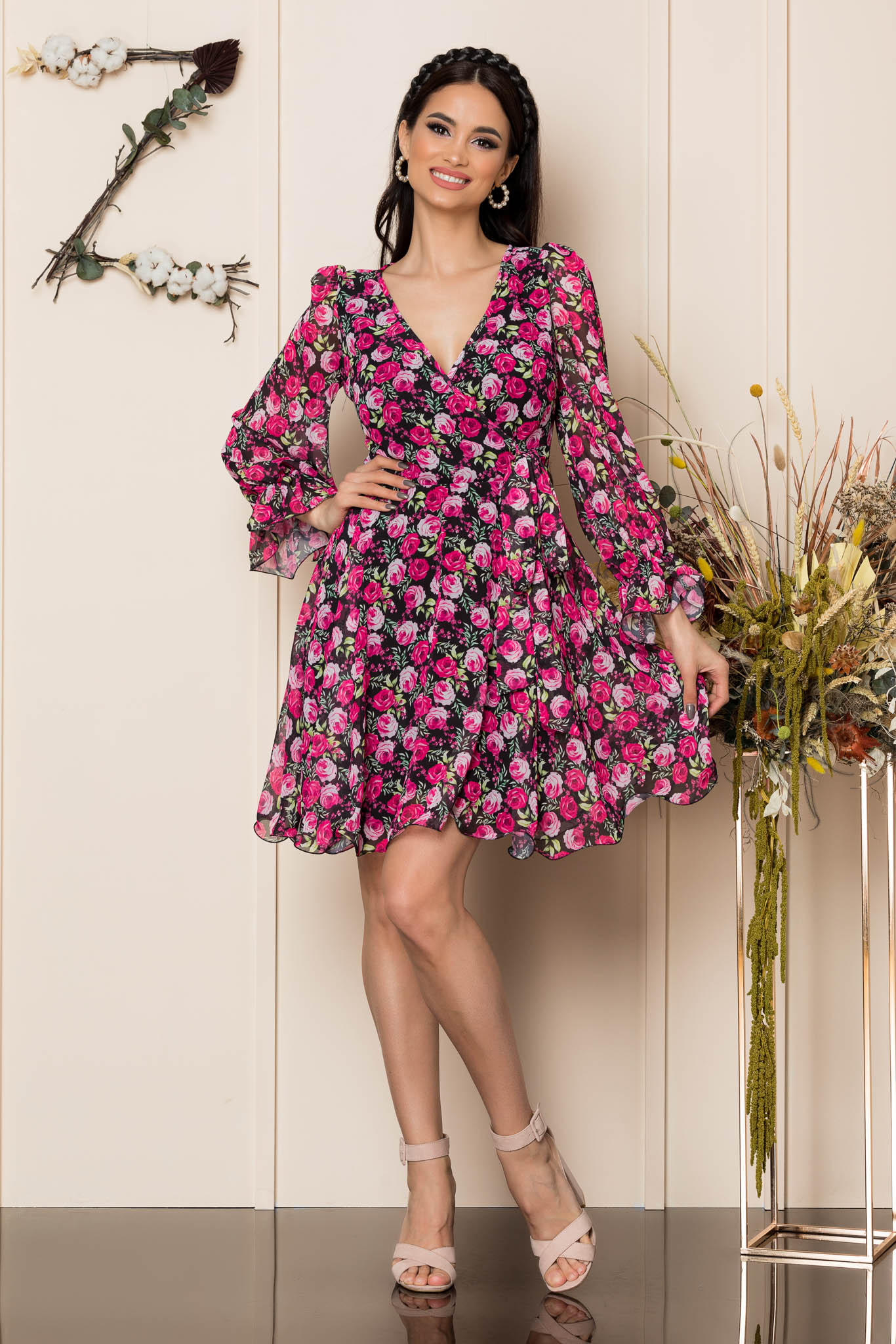 Rochie simine ciclam multi