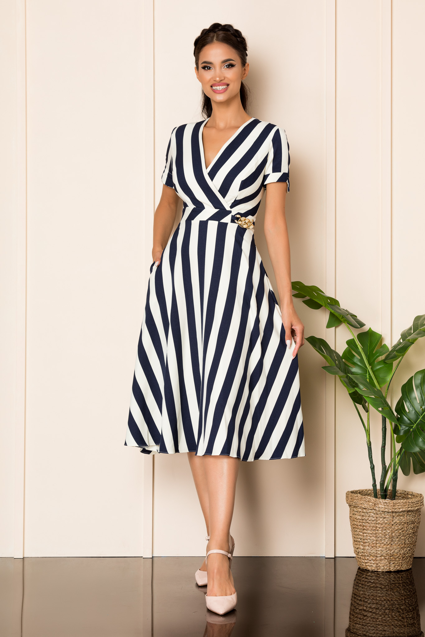Rochie medana bleumarin