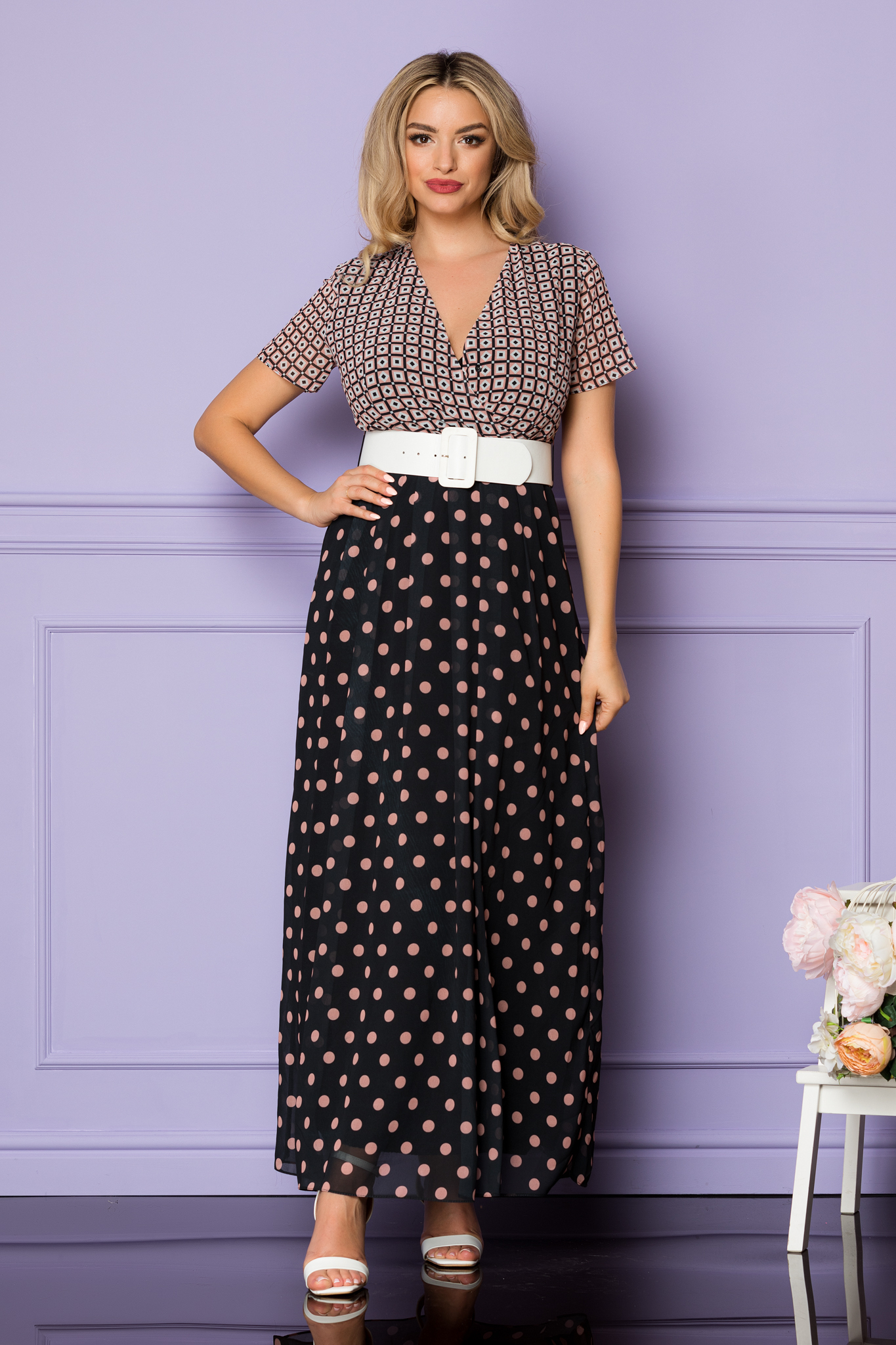 Rochie harmony negru bicolor 