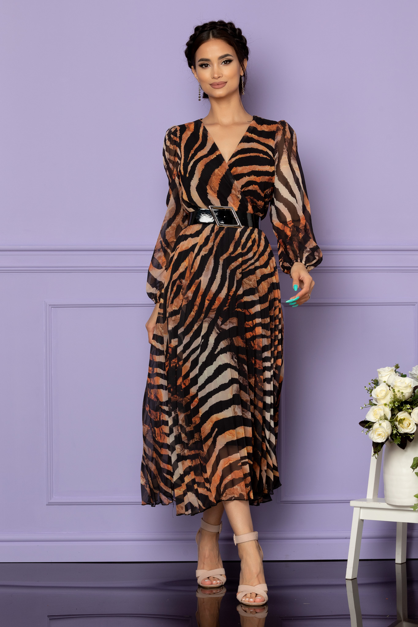 Rochie Ingrid Negru Animal Print