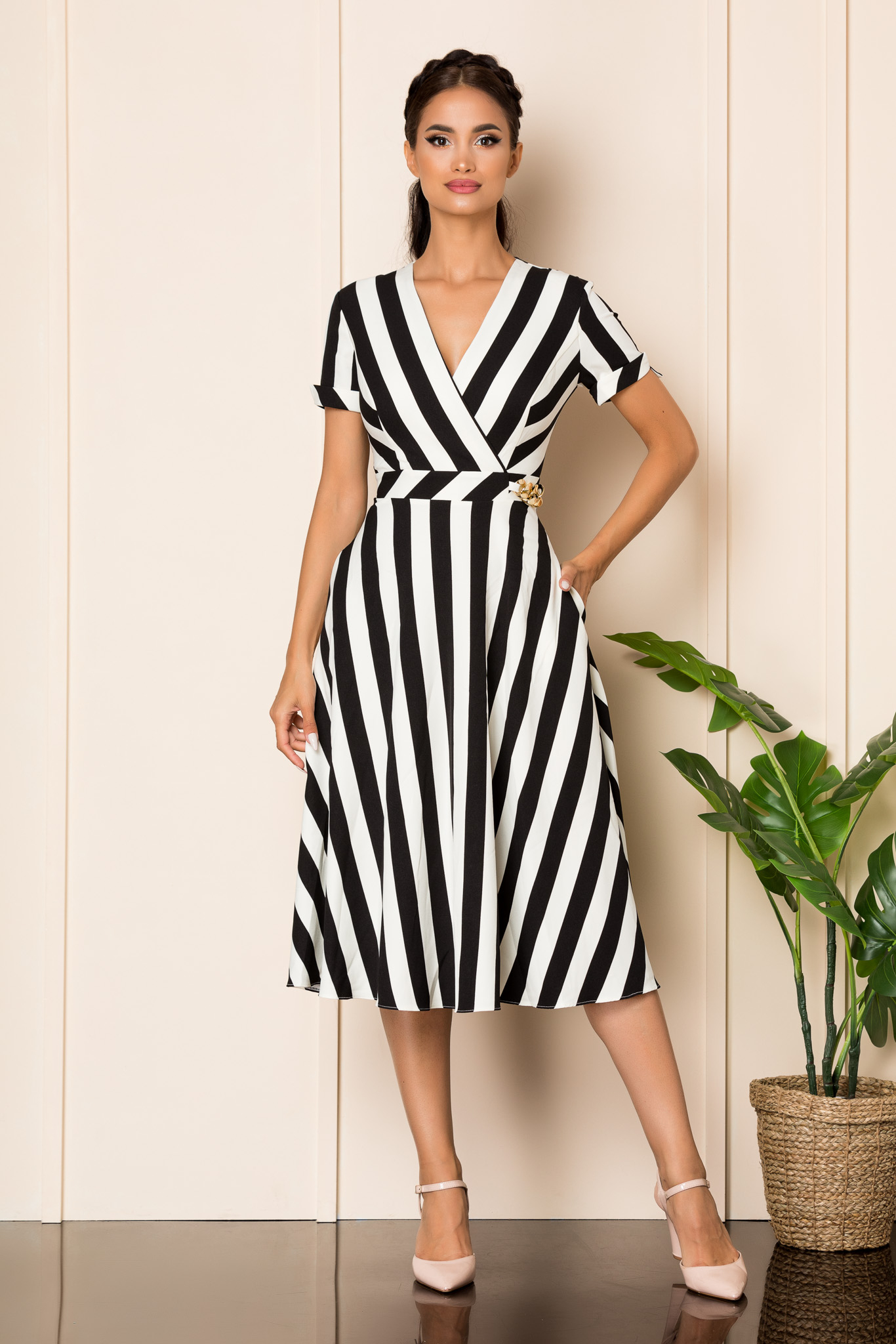Rochie medana bicolora