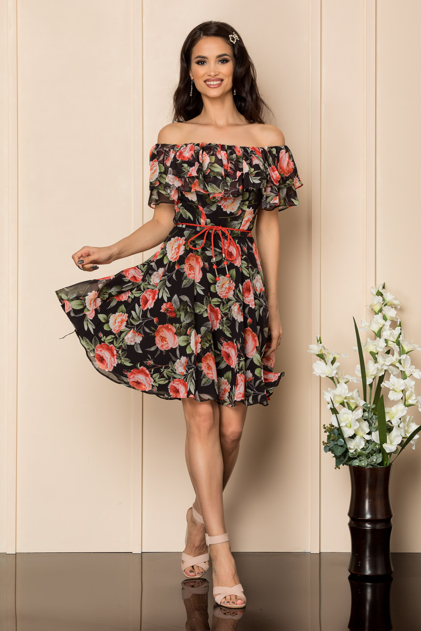 Rochie jasmine negru floral