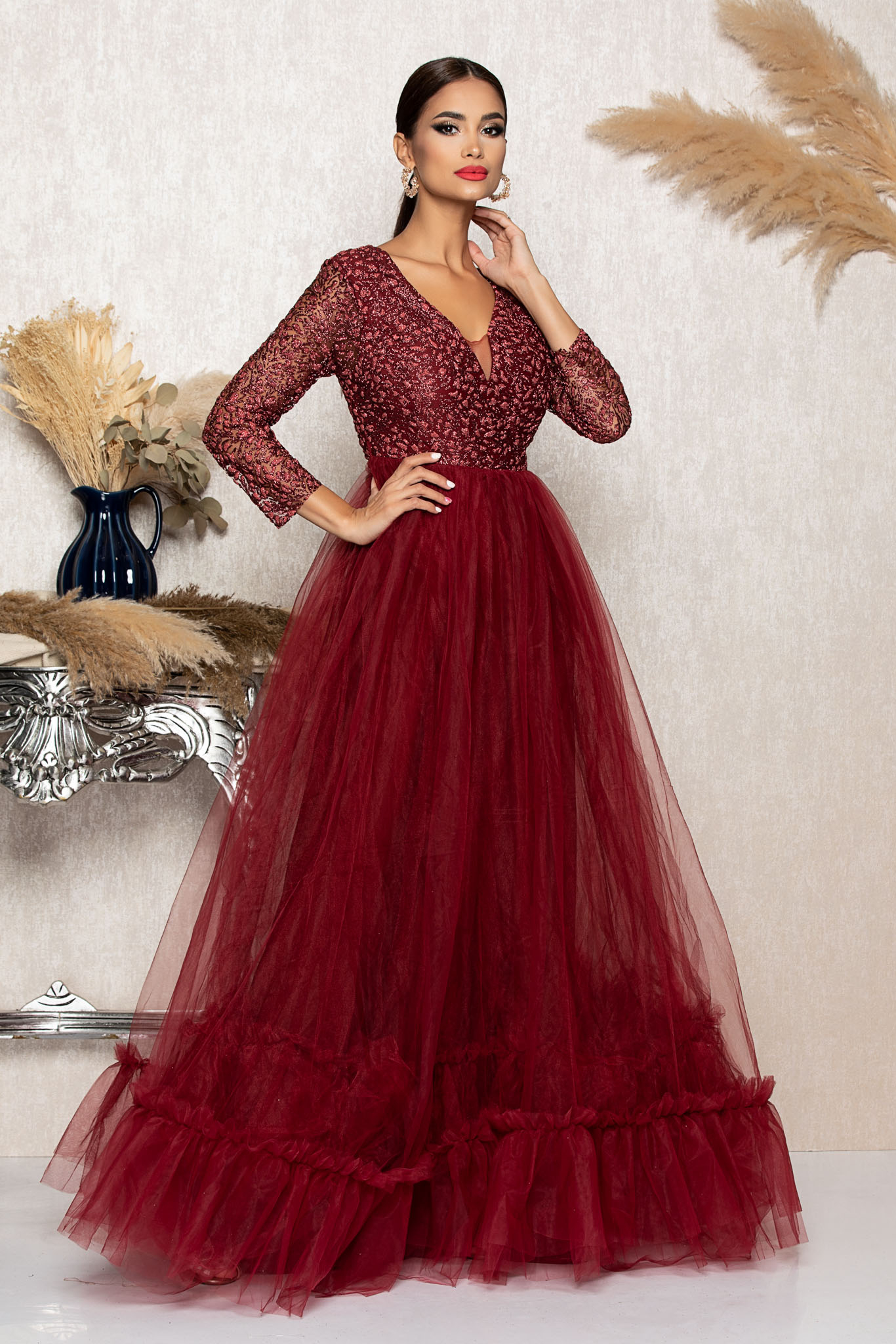 Rochie remarkable bordo