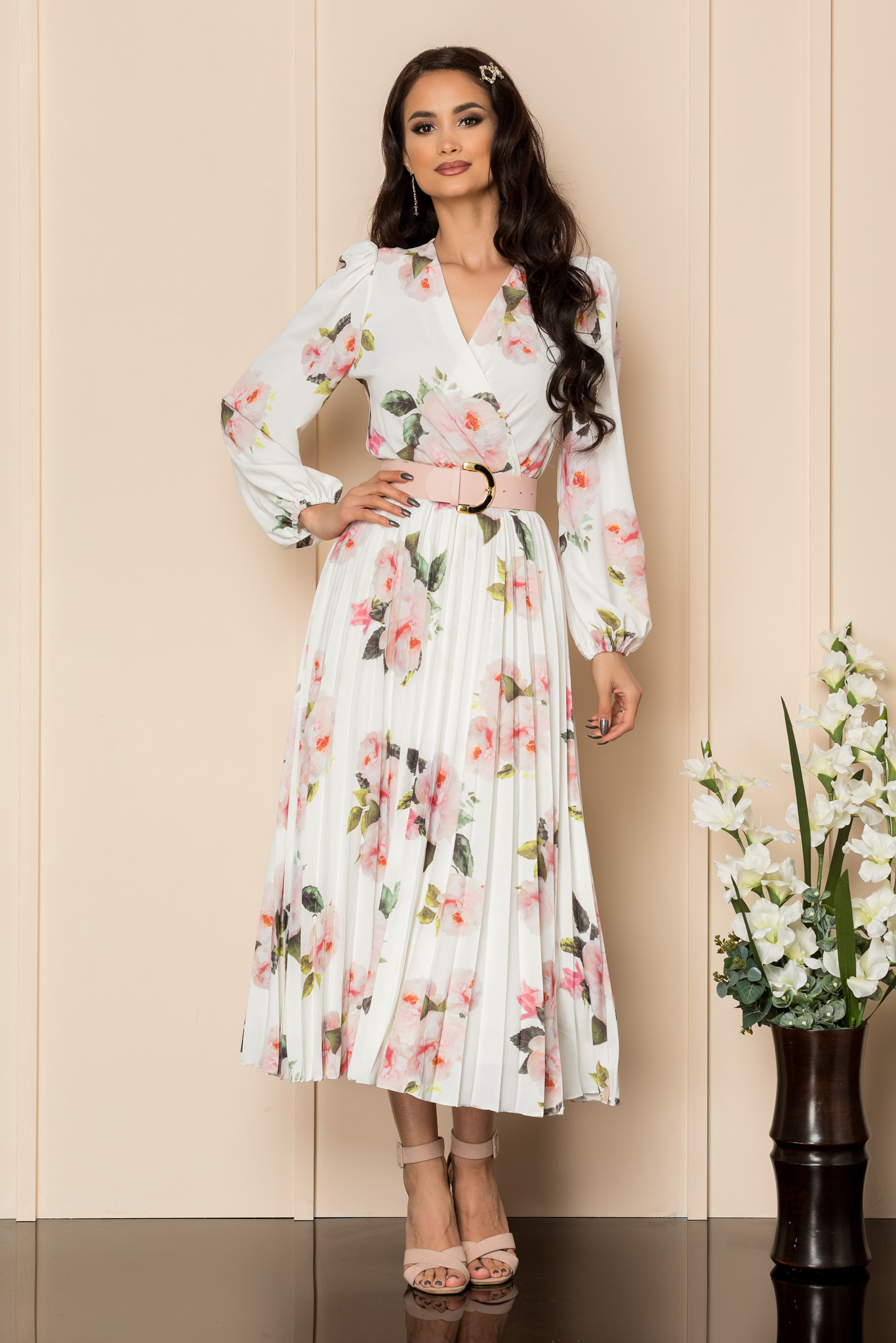 Rochie Malina Alb Floral Noua Colectie 2023-09-21
