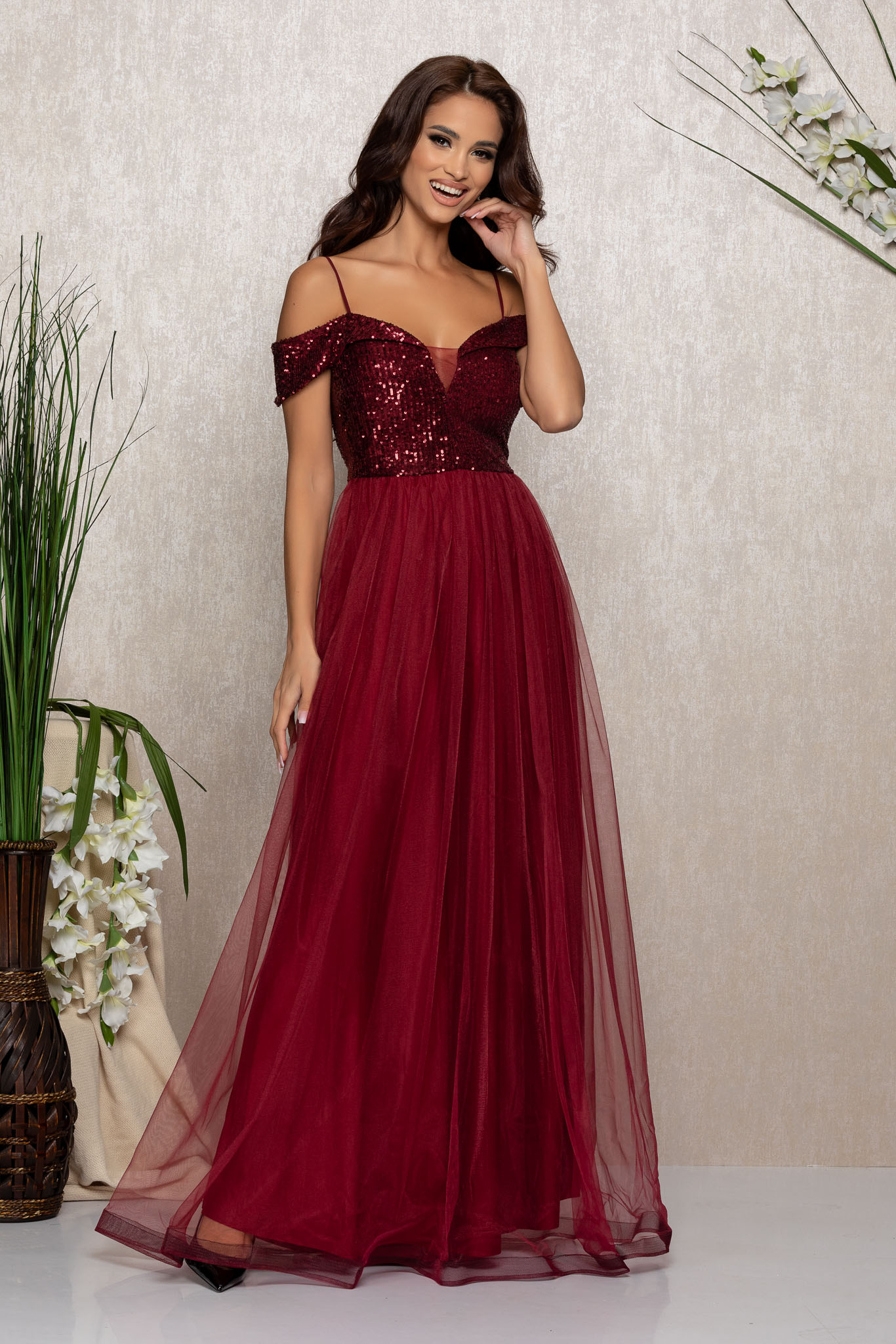 Rochie Ducessa Bordo 2023 ❤️ Pret Super zonia imagine noua 2022