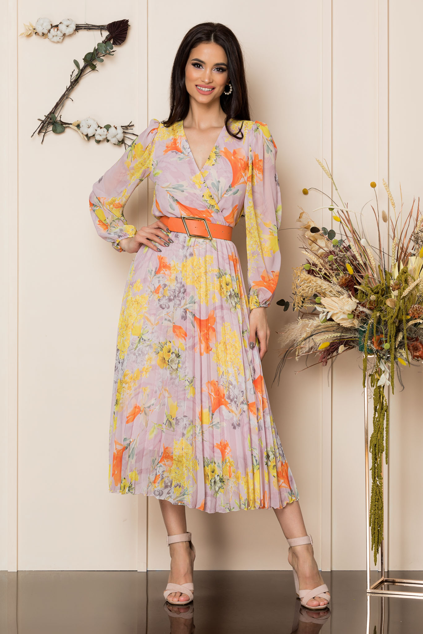 Rochie ingrid galben floral