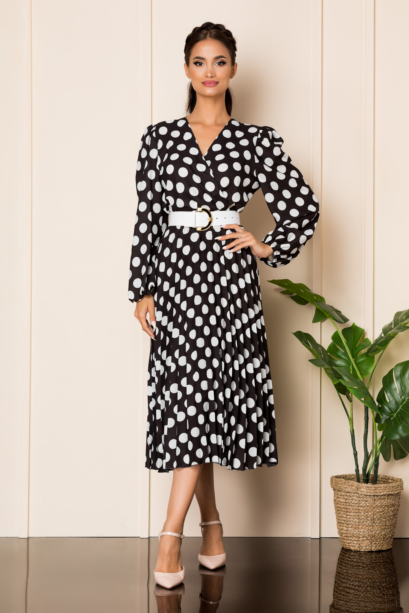 Rochie malina alb negru