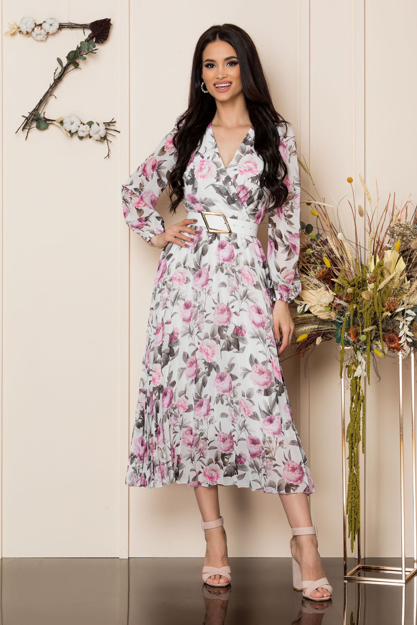 Rochie ingrid roz floral