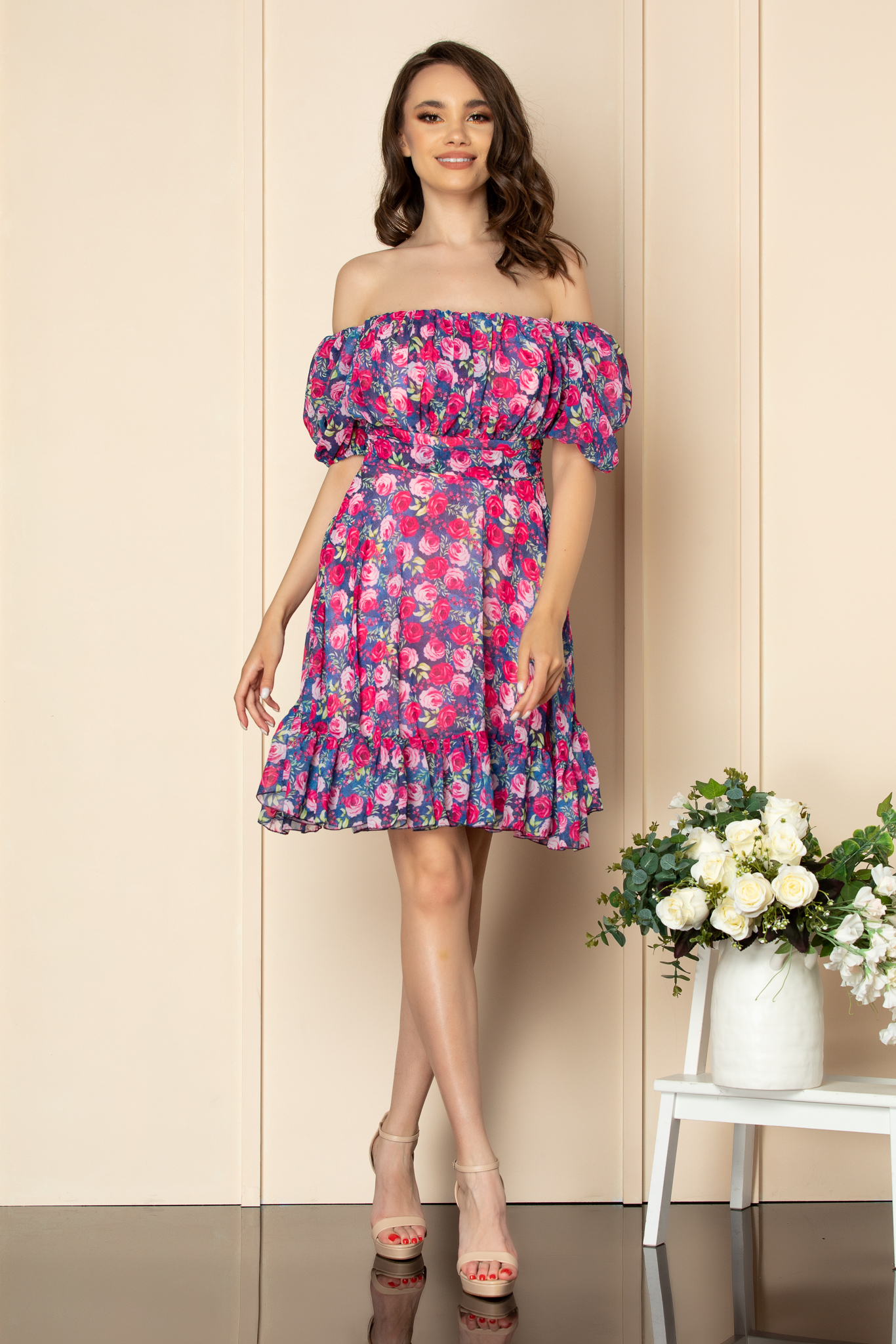 Rochie essenia ciclam floral