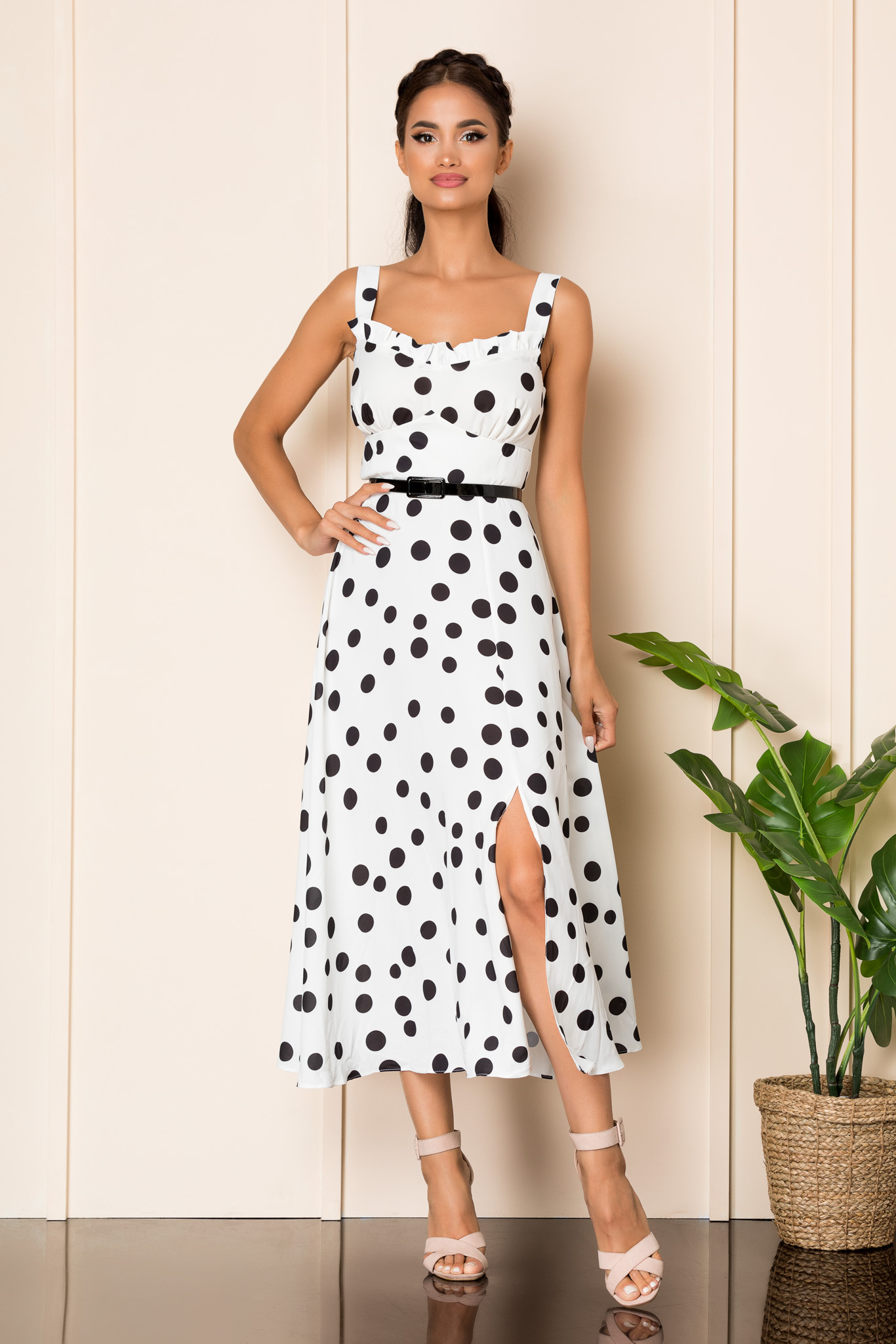 Rochie oksana alb bicolora