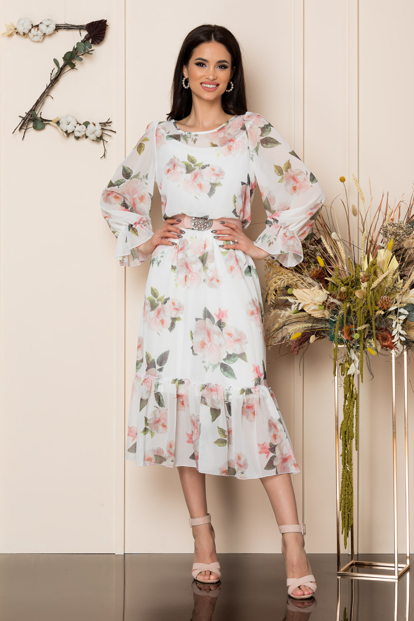 Rochie melanie alb floral