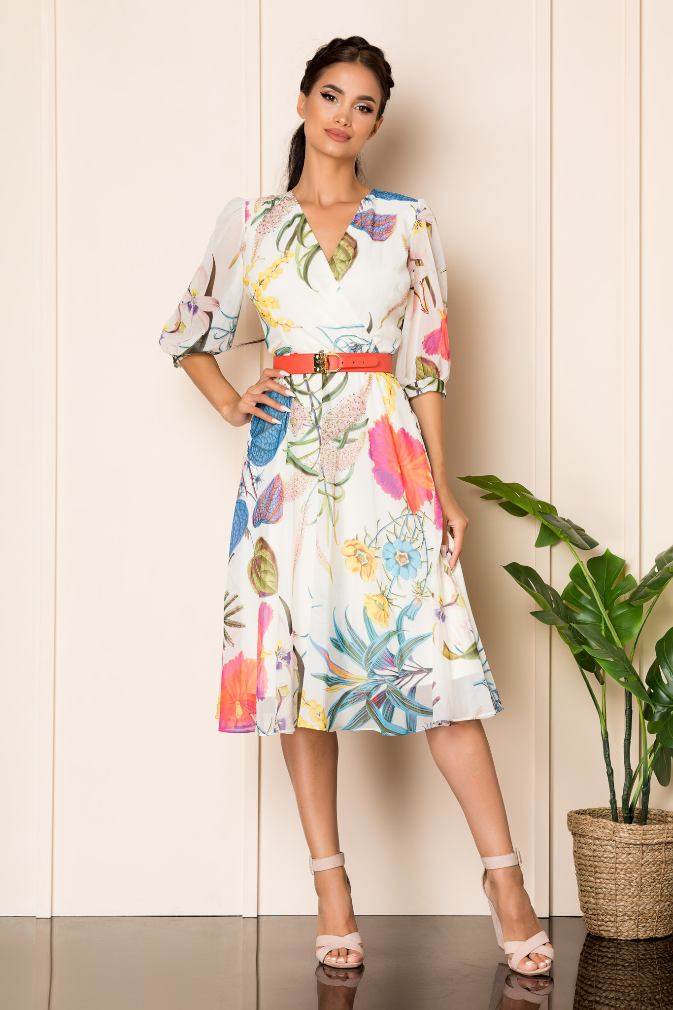 Rochie ynesa alb floral