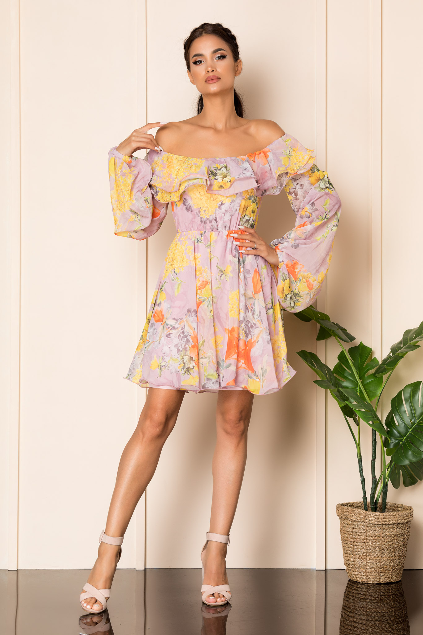 Rochie yrene galben floral