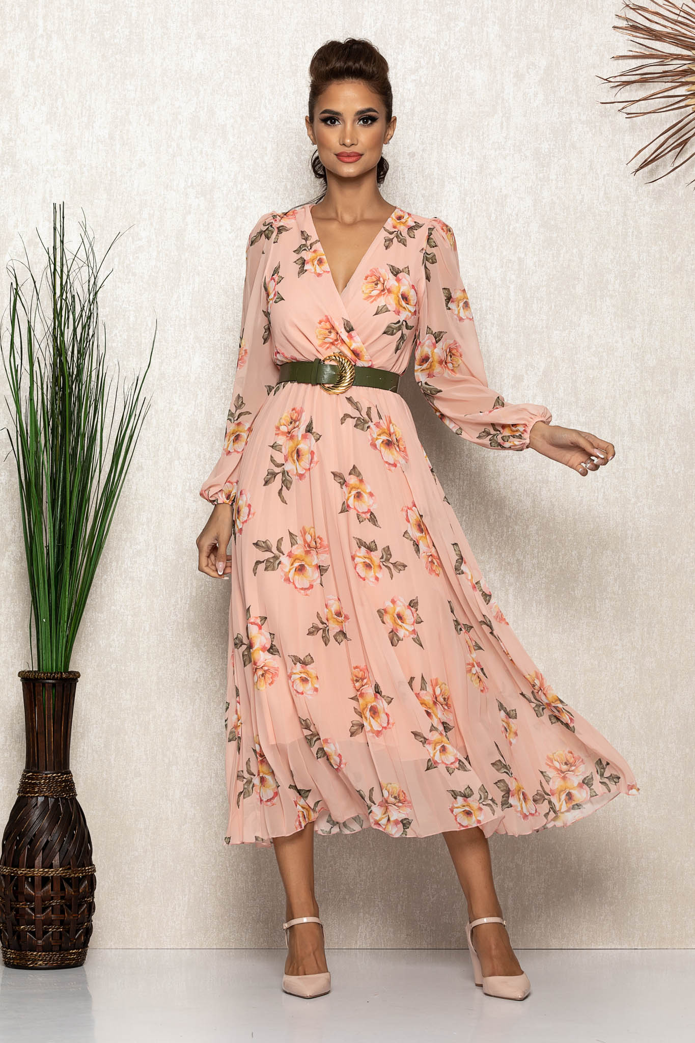 Rochie ingrid peach multi