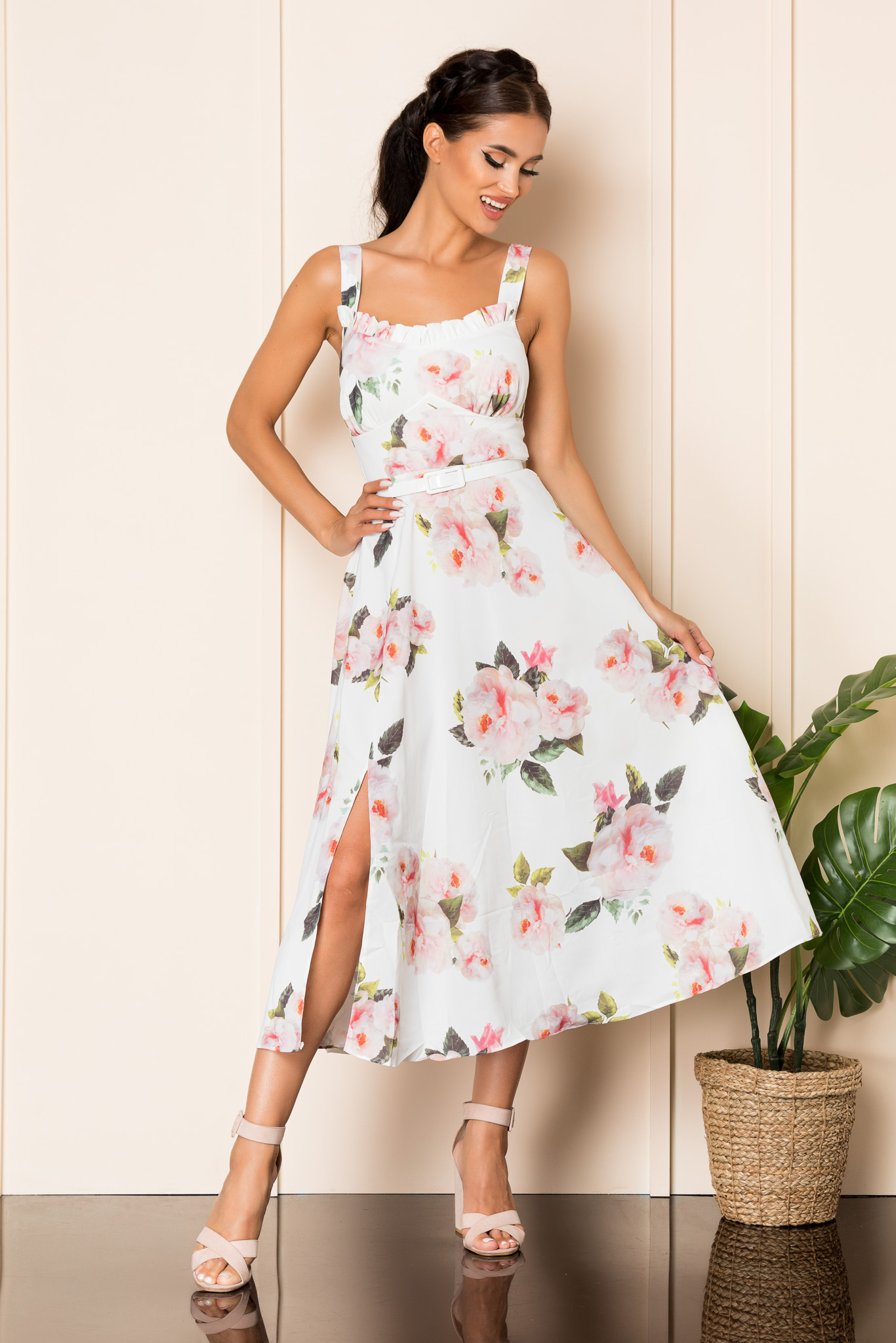 Rochie oksana alb floral