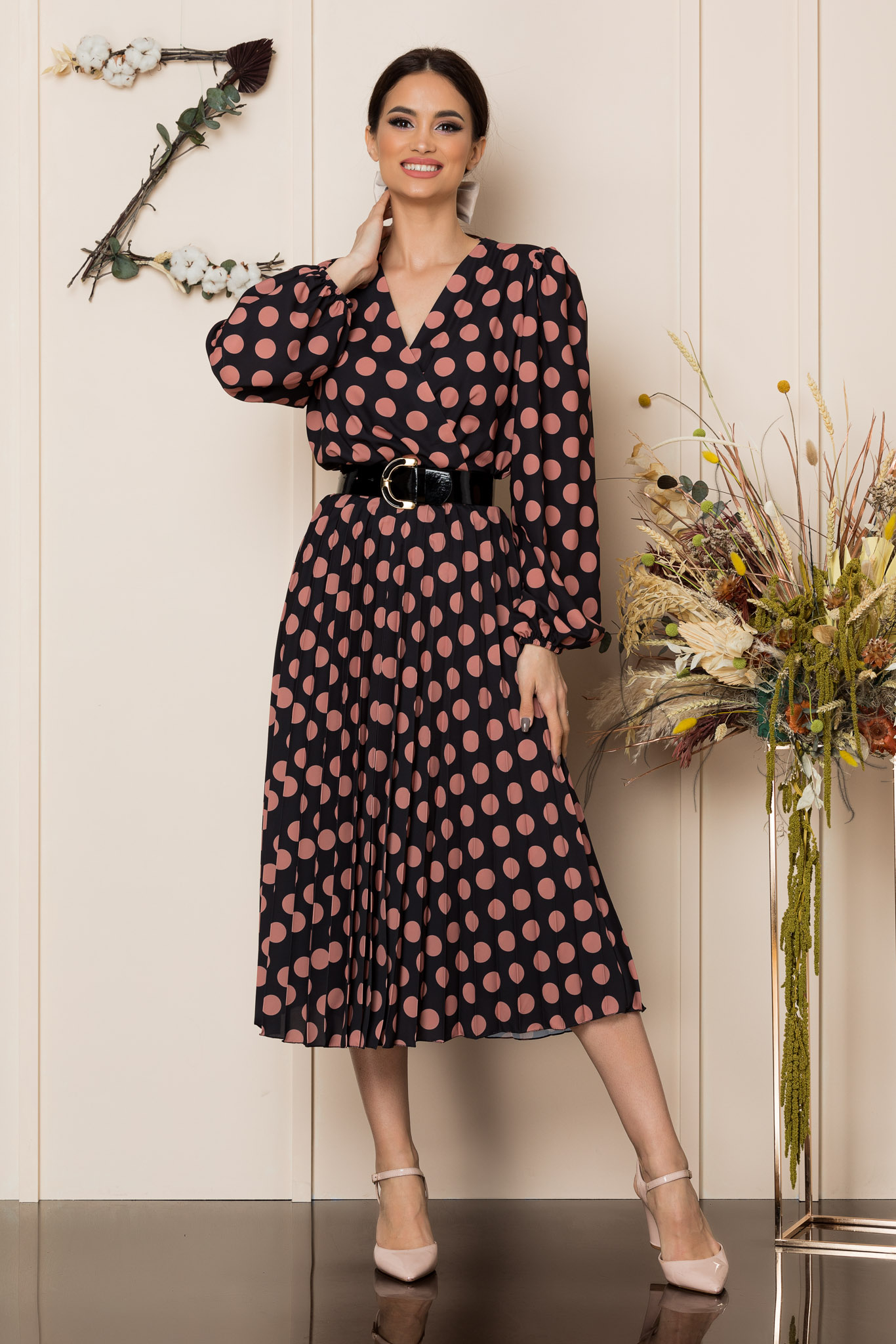 Rochie malina maro bicolora