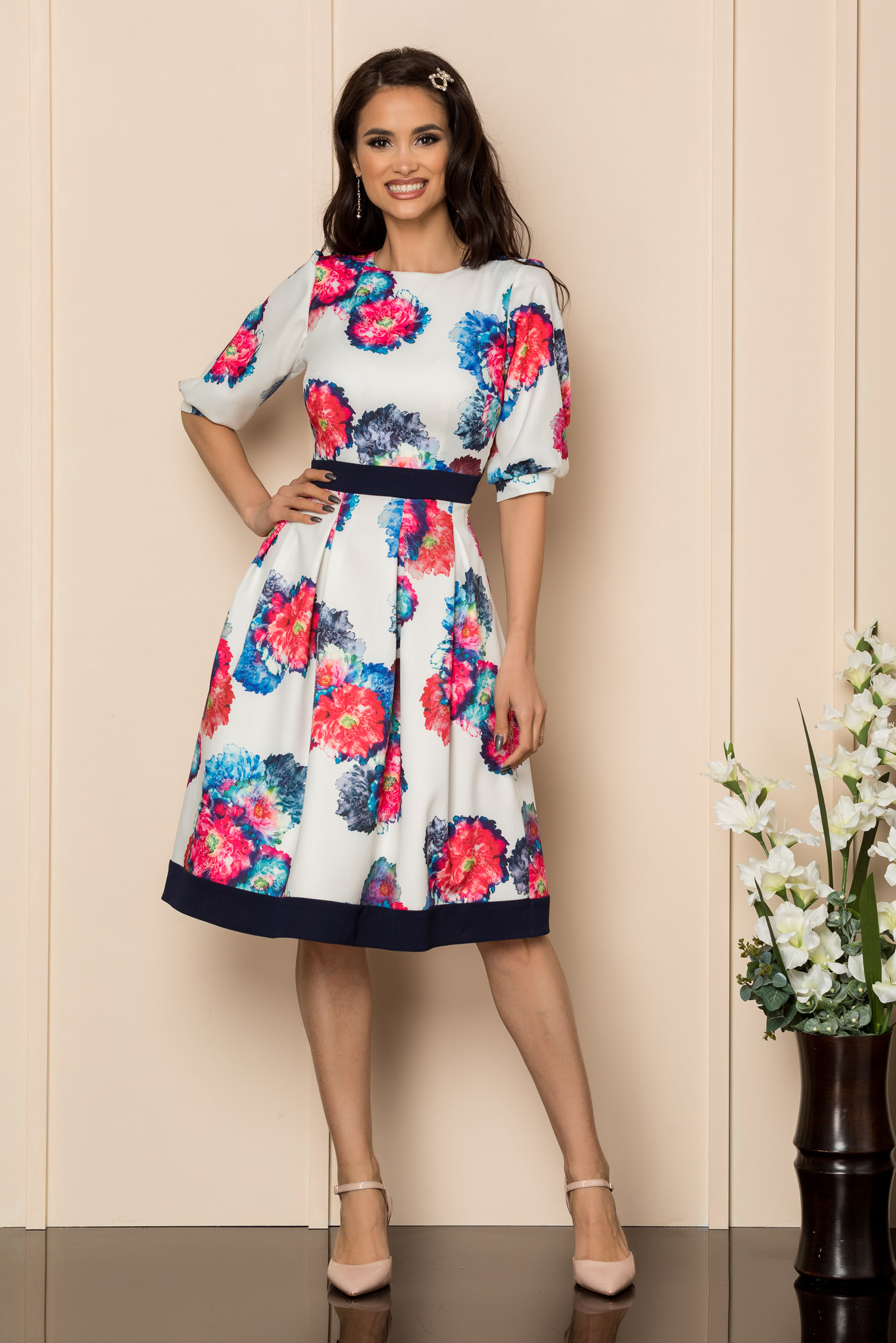 Rochie moze rosalia alb floral