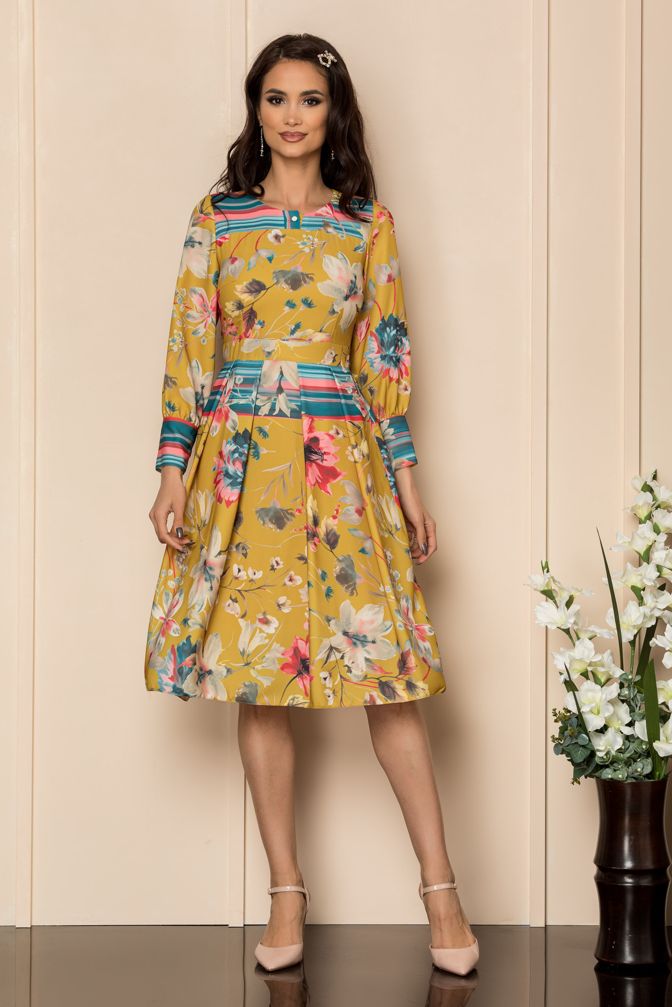 Rochie moze ignacia galben mustar